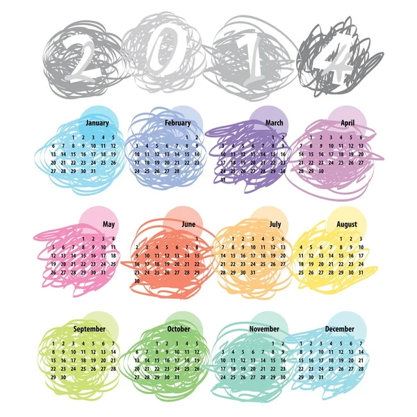 2014-es naptár — Stock Vector