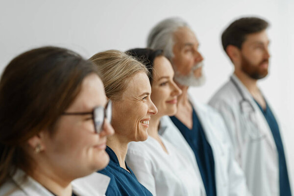 Group Professional Doctors Standing Line Modern Clinic High Quality Photo Royalty Free Stock Photos