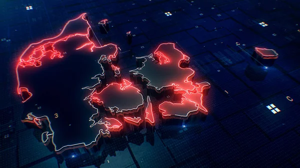 Dánia Térkép Digitális — Stock Fotó