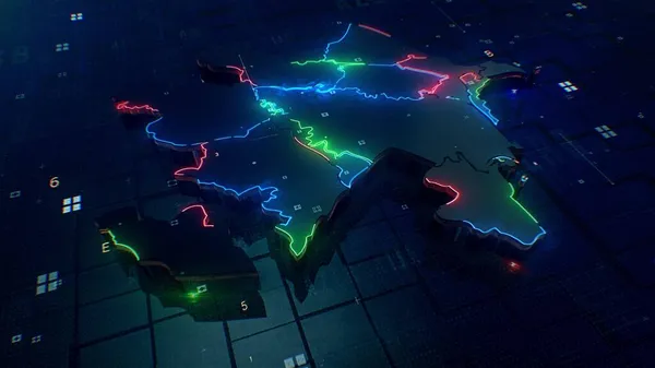 Azerbaycan haritası dijital 4k 