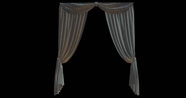 gerçekçi sahne kırmızı zarif perdeler beyaz arkaplan