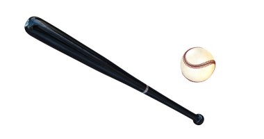 Beyzbol yarasa ve top düz tarzı tasarım vektör illüstrasyon izole beyaz arka plan simgesi işaretler. Spor oyunu beyzbol sembolleri.