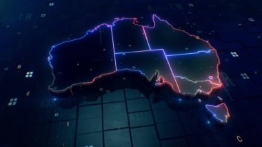 Avustralya haritası dijital 4k arkaplan 