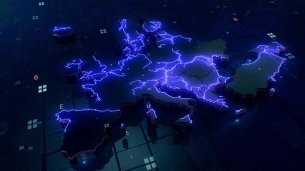 Mapa Evropy Digitální Pozadí — Stock video