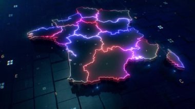 Fransa haritası dijital 4k arkaplan döngüsü 