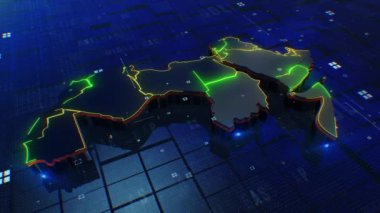 Orta Doğu haritası dijital 4k arkaplan 