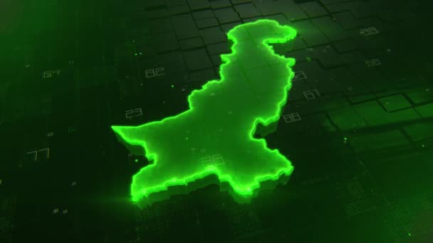Paquistão Mapa Digital Fundo — Vídeo de Stock