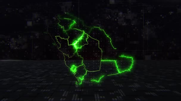 Цифровой Фон Карты Саудовской Аравии — стоковое видео
