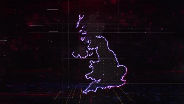 United Kingdom Map Digital Background — Stock Video