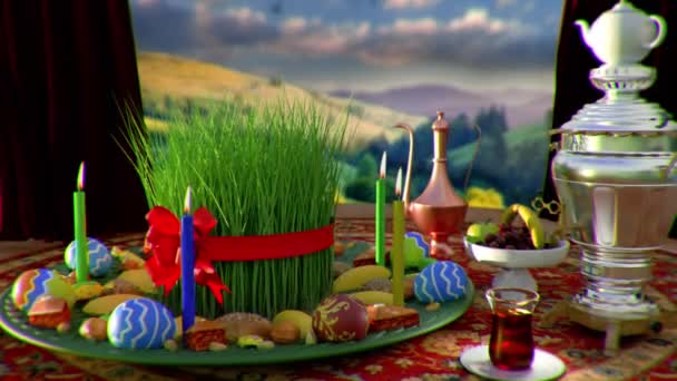 Новруз Самани Праздничная Весна Приветствует — стоковое видео
