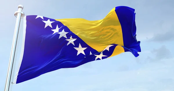 Bosna Hersek Bayrağı Sallıyor — Stok fotoğraf