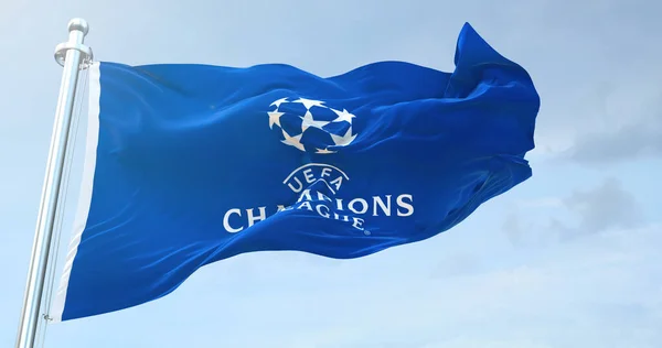 Champions League Flag Waving — Stock Photo, Image