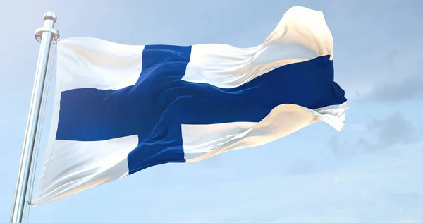 Finnland Flagge Wehen — Stockfoto