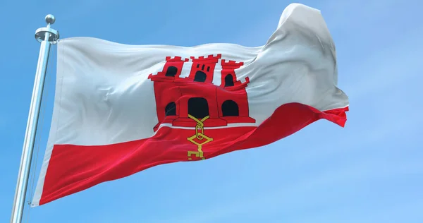 Прапор Гібралтару Який Розмахує — стокове фото