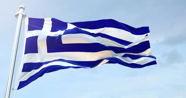 Griekenland Vlag Zwaaien — Stockfoto