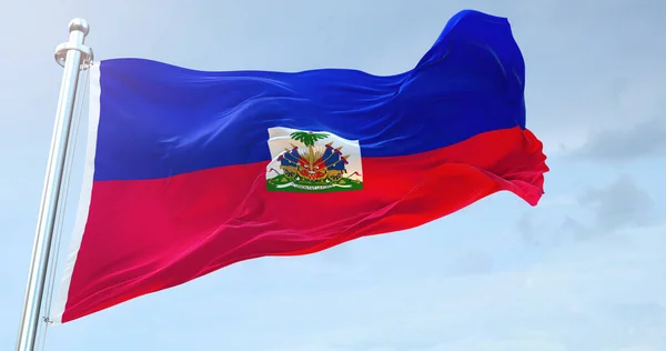 Флаг Гаити Размахивая — стоковое фото