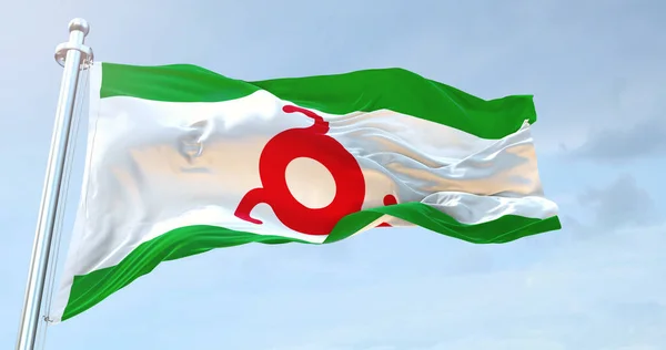 Ingushetia Flaga Machająca — Zdjęcie stockowe