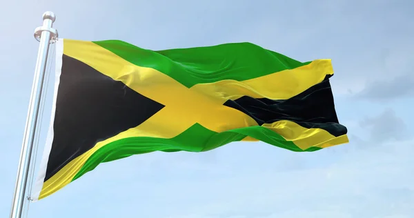Jamaika Flagge Weht — Stockfoto