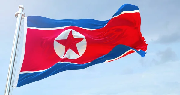Korea Północna Flaga Macha — Zdjęcie stockowe