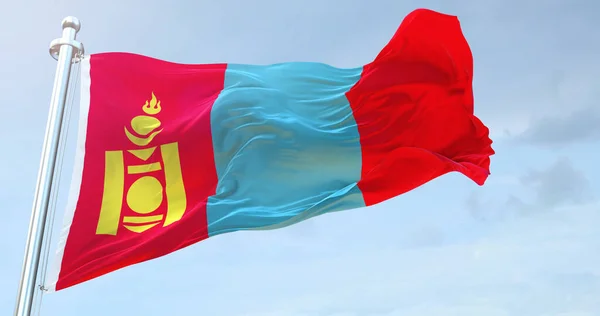 Bandeira Mongólia Acenando — Fotografia de Stock