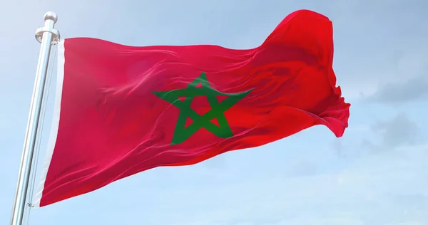 Marokko Flagge Schwenken — Stockfoto