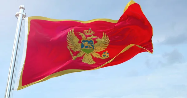 Montenegro Flagga Viftande — Stockfoto