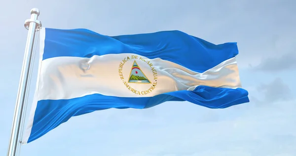 Nicaragua Flagge Schwenken — Stockfoto