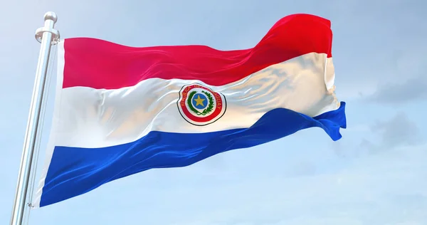 Flagge Paraguays Schwenkt — Stockfoto