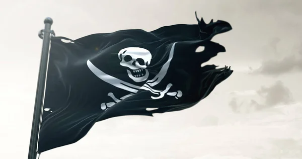 Piratenvlag Zwaaiend Met — Stockfoto