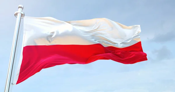 波兰国旗飘扬4K — 图库照片
