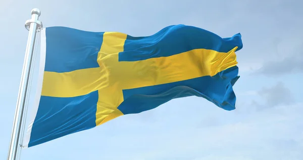 Sverige Flagga Viftande — Stockfoto