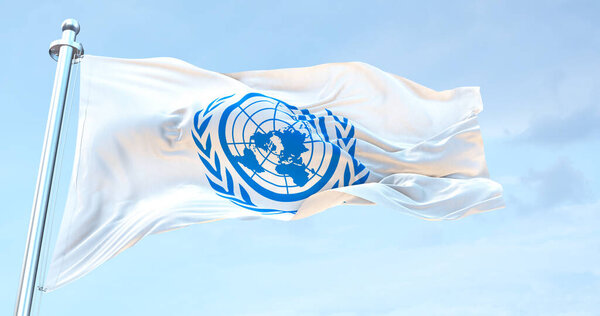 United Nations Flag waving 4k 