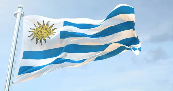 Uruguay Vlag Zwaaien — Stockfoto