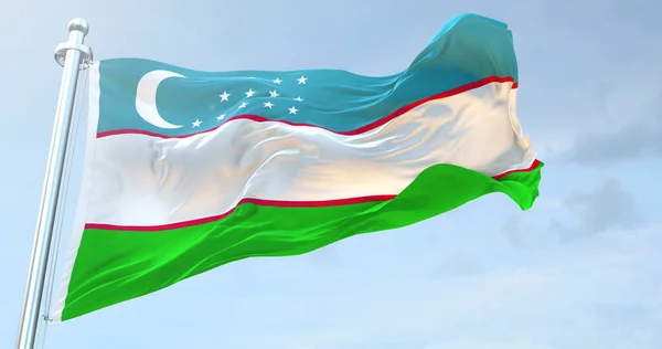 Uzbekistan Flag Waving — Stock Photo, Image