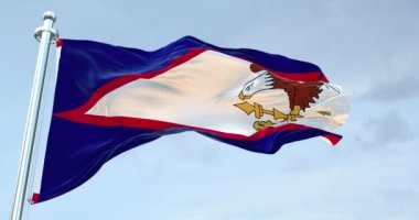Amerikan Samoa Bayrağı Dalgalanıyor 4K
