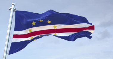 Cape Verde Bayrak Dalgalanması 4K