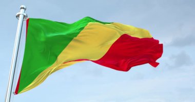 Kongo Cumhuriyeti Bayrağı 4K Dalgalanıyor