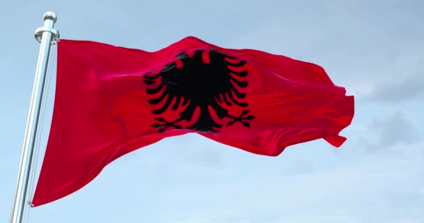 Bandera Albania Ondeando — Vídeo de stock