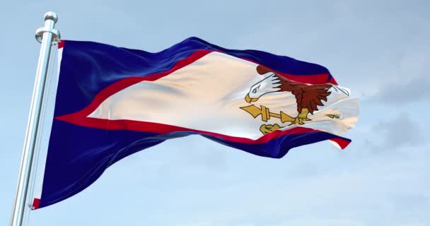 美属萨摩亚国旗飘扬4K — 图库视频影像