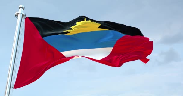 Antigua Und Barbuda Flagge Wehen — Stockvideo