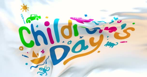 Children Day Flag Waving — Stock Video