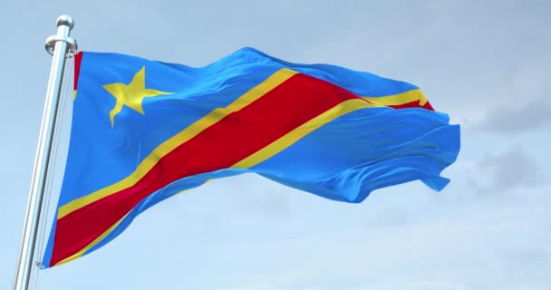 Congo Bandeira República Democrática Acenando — Vídeo de Stock