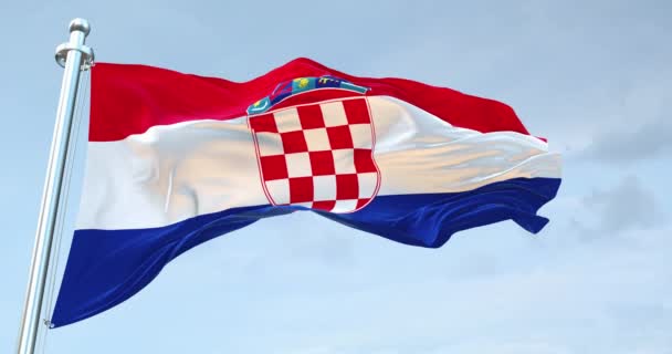Croazia Bandiera Sventolando — Video Stock