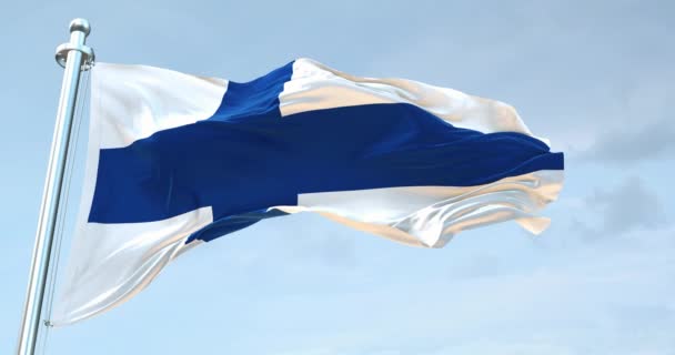 Finland Republik Flagga Viftande — Stockvideo