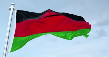 Malawi bayrağı dalgalanan 4K