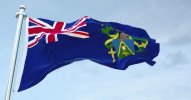 Pitcairn Adaları bayrağı 4k dalgalanıyor
