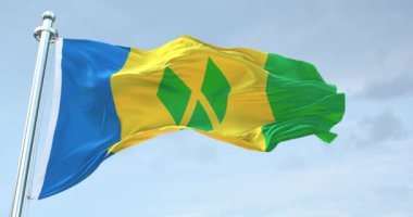 Saint Vincent ve Grenadines Bayrak Dalgalanması 4K