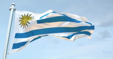 Uruguay Bayrağı 4K sallıyor. 