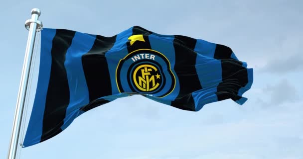 Inter Mailand Flagge Schwenken — Stockvideo