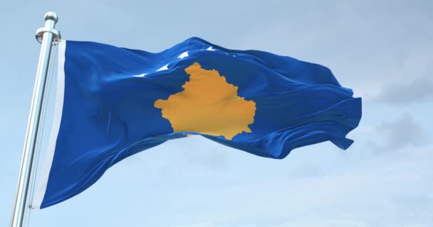 Bandera Kosovo Ondeando — Vídeo de stock
